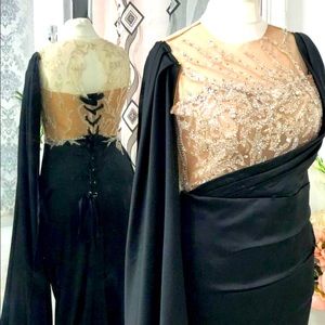 This is a custom made dress from the London U.K. The top is mesh and a corset.